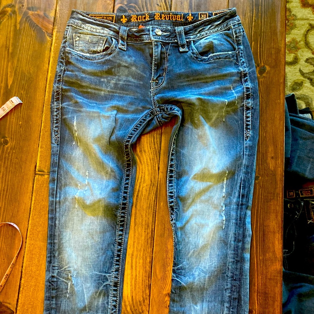 Rock Revival Alivia Skinny, EUC, Sz30. 32” inseam, 8” rise, waist 16” flat.